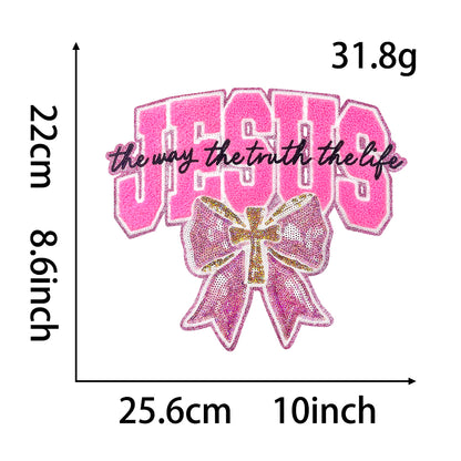 Jesus with Bow Glitter Patch