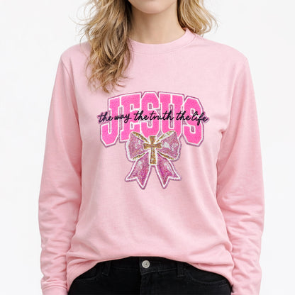 Jesus with Bow Glitter Patch