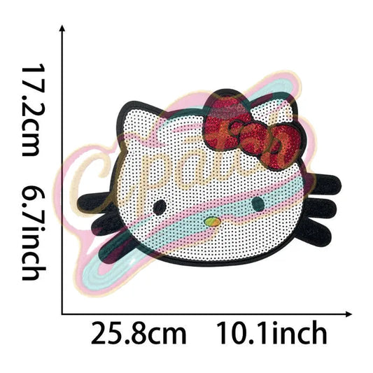 Kitty Cat sequins embroidery patches - Clpatch