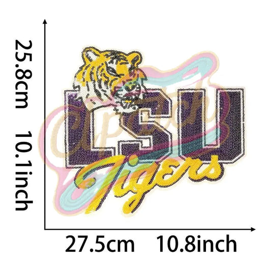 LSU tiger football team sequins embroidery patch - Clpatch