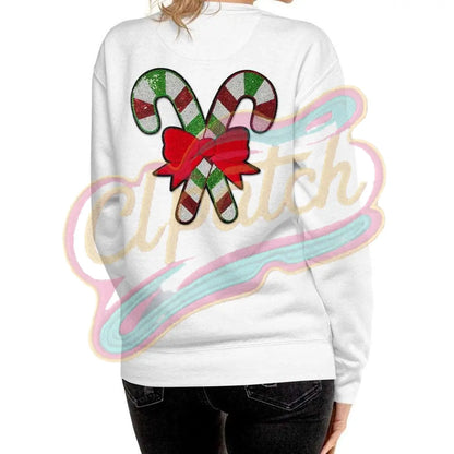 Large Christmas cane sequins adhesive patches - Clpatch