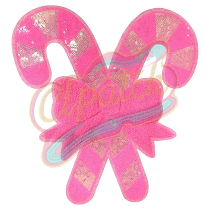 Large Christmas cane sequins adhesive patches - Clpatch