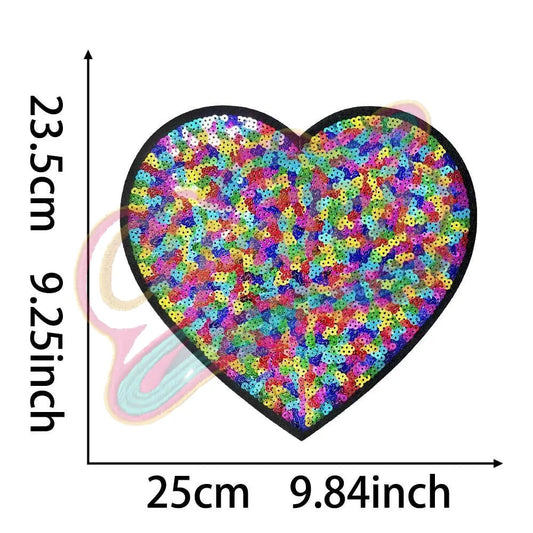 Large Colorful heart patch adhesive patch for Valentine's Day - Clpatch