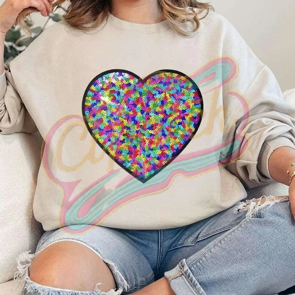 Large Colorful heart patch adhesive patch for Valentine's Day - Clpatch