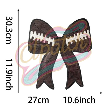 Large Football Bow embroidery sequins patches - Clpatch
