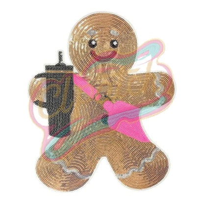 Large Gingerbread Man with stanley sequin patches - Clpatch
