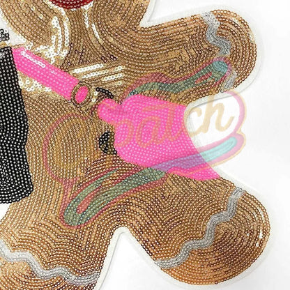 Large Gingerbread Man with stanley sequin patches - Clpatch