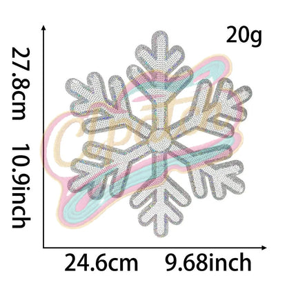 Large Sequins Embroidered patch with snowflake - Clpatch