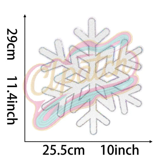 Large Sequins Embroidered patch with snowflake - Clpatch