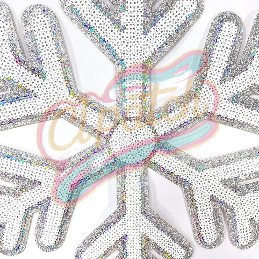 Large Sequins Embroidered patch with snowflake - Clpatch