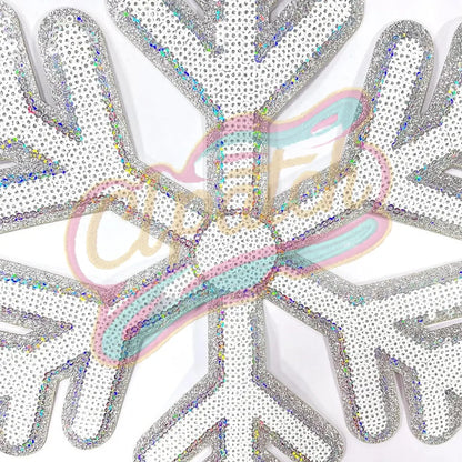 Large Sequins Embroidered patch with snowflake - Clpatch