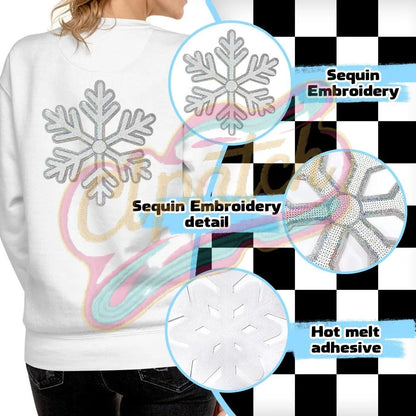 Large Sequins Embroidered patch with snowflake - Clpatch