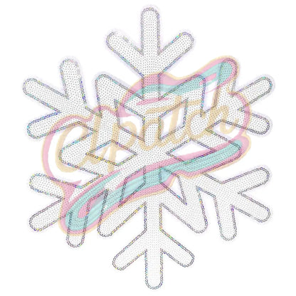 Large Sequins Embroidered patch with snowflake - Clpatch