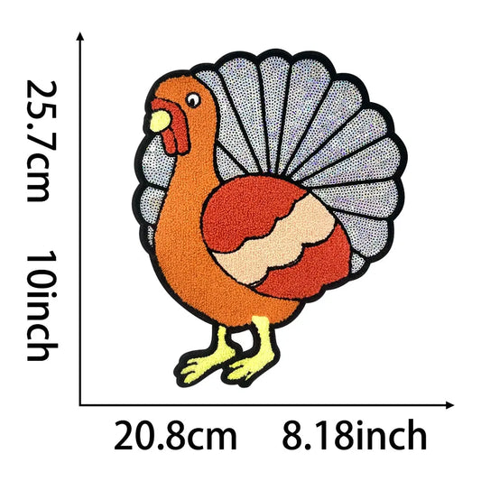 Large Turkey sequin cloth patches Thanksgiving Day - Clpatch