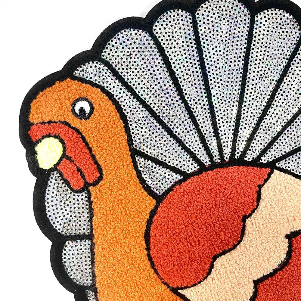Large Turkey sequin cloth patches Thanksgiving Day - Clpatch