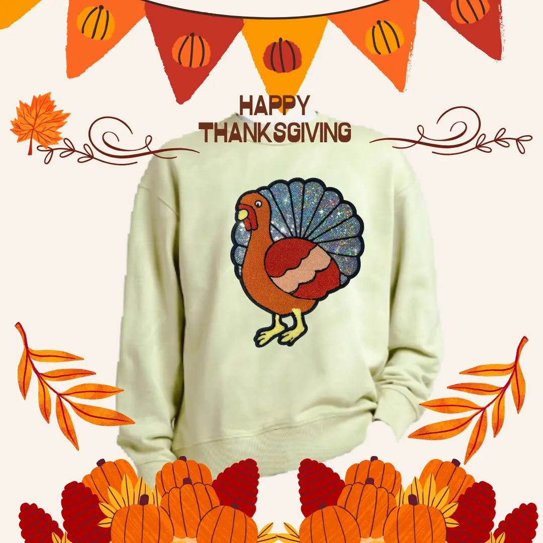Large Turkey sequin cloth patches Thanksgiving Day - Clpatch