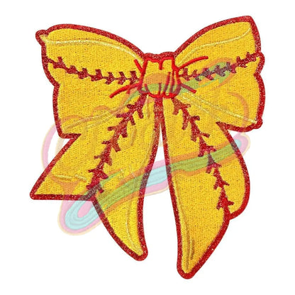 Large baseball bow adhesive embroidery patches - Clpatch