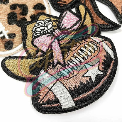 Leopard print, western cowboy style football cloth patch，hat patch - Clpatch