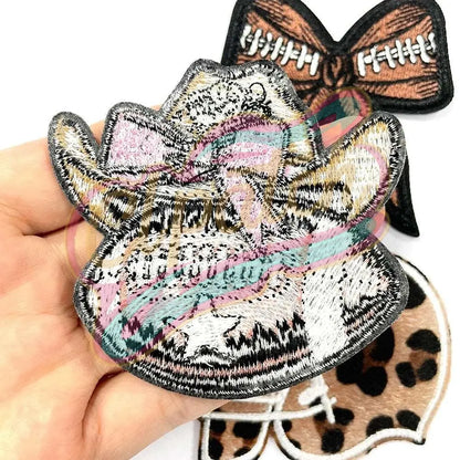 Leopard print, western cowboy style football cloth patch，hat patch - Clpatch