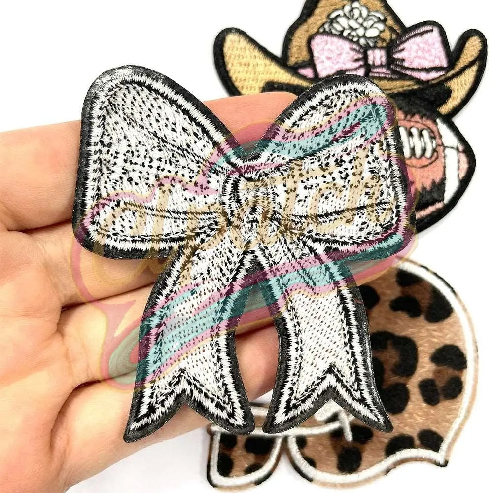 Leopard print, western cowboy style football cloth patch，hat patch - Clpatch