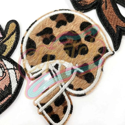 Leopard print, western cowboy style football cloth patch，hat patch - Clpatch