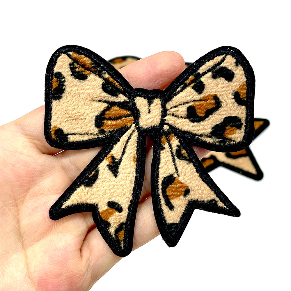 Leopard Texture Mini Patches Set – 12pcs | Star, Lightning, Bow & Heart Iron-On Appliqué