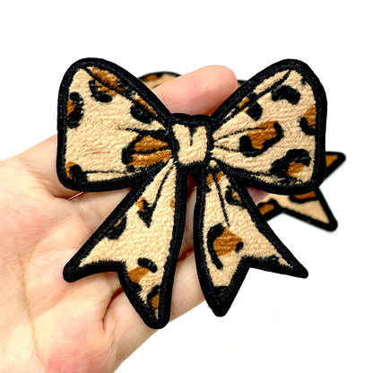 Leopard Texture Mini Patches Set – 12pcs | Star, Lightning, Bow & Heart Iron-On Appliqué