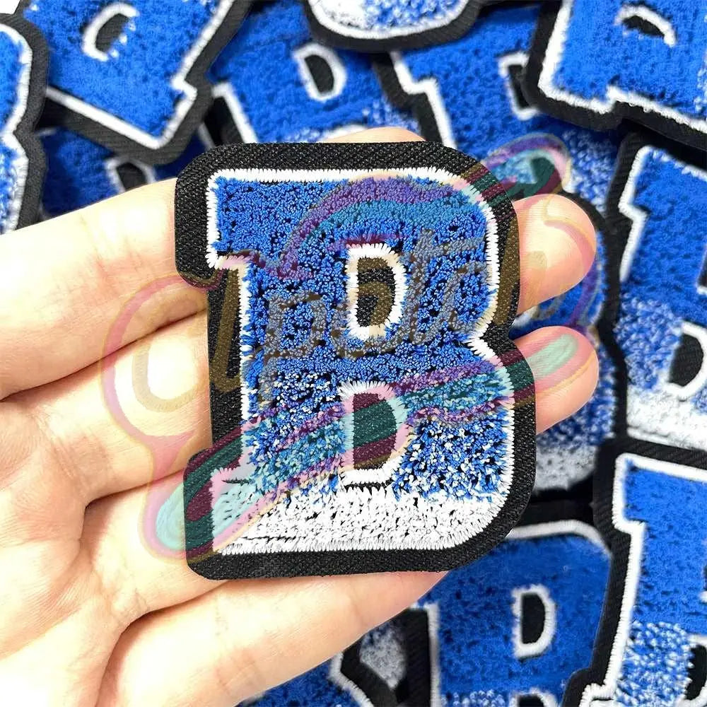 Letter B Barnard college tooth brush chenile embroidery patches - Clpatch