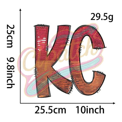 Letters KC Kansas City Patch Set Missouri Embroidered Football adhesive patches Iron On - Clpatch