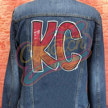 Letters KC Kansas City Patch Set Missouri Embroidered Football adhesive patches Iron On - Clpatch