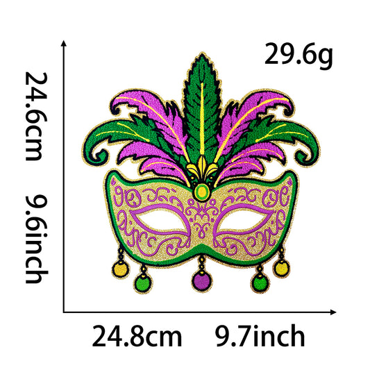 Mardi Gras Mask Costume Chenile Big Patches