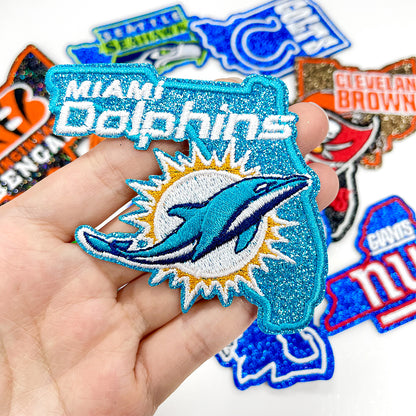 NFL Sport Florida Dolphins Glitter Logo Patch
