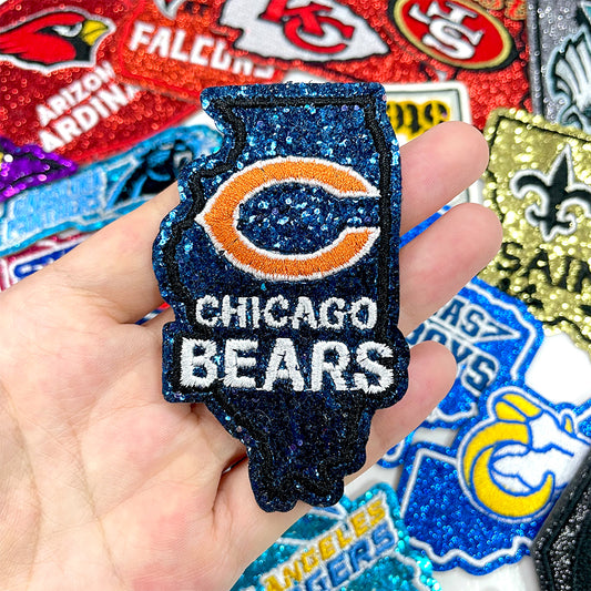 NFL Sport Illinois Chicago Bears Glitter Logo Patch