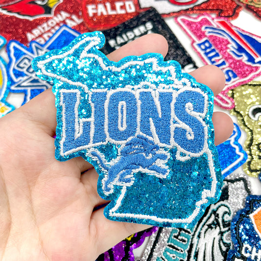 NFL Sport Michigan Detroit Lions Glitter Logo Patch