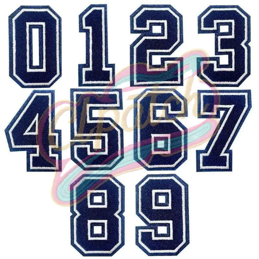 Number 0-9 embroidery blue hat sweater patch - Clpatch