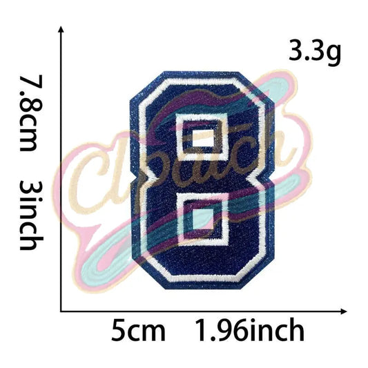 Number 0-9 embroidery blue hat sweater patch - Clpatch