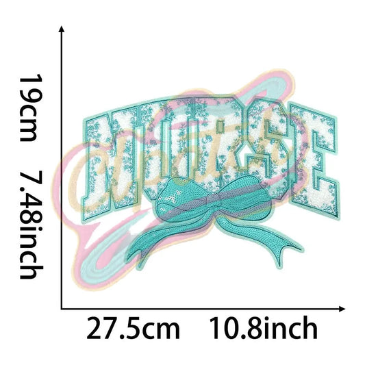 Nurse chenille tiffany blue embroidery patch - Clpatch
