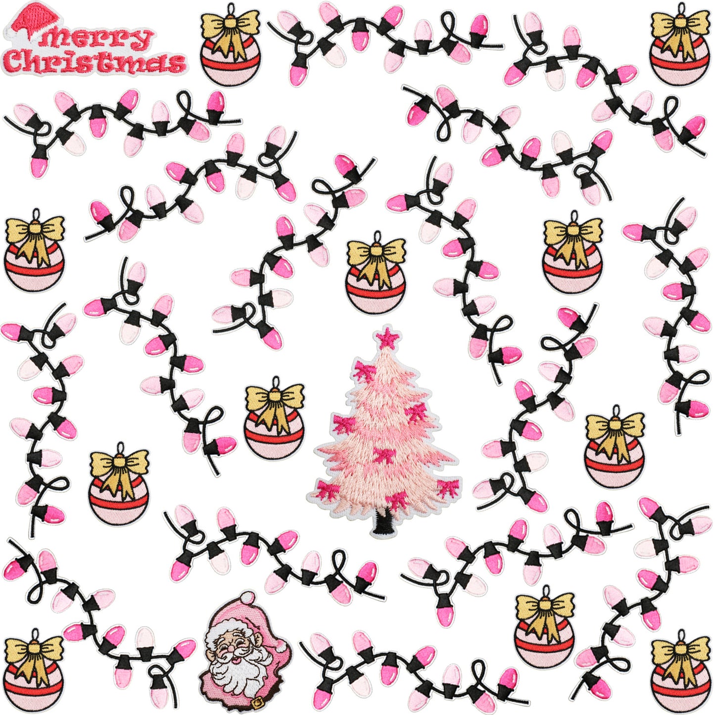 Christmas pink light strip embroidery patch