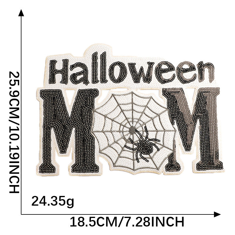 Halloween pumpkin sequins bow patch