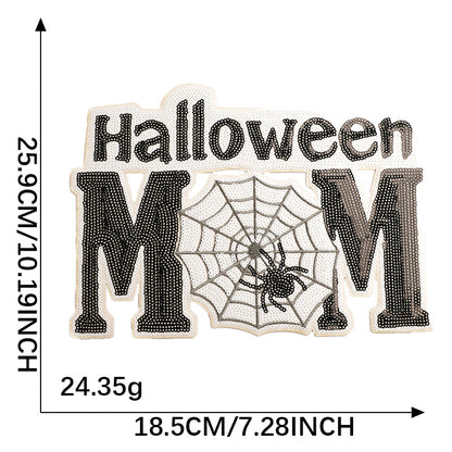 Halloween pumpkin sequins bow patch
