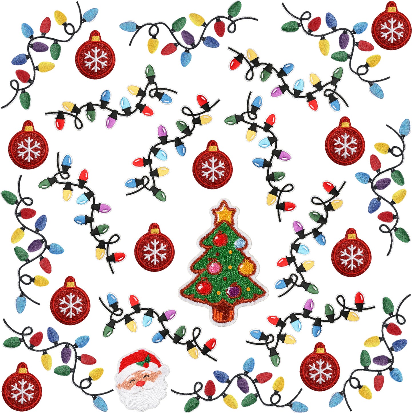 Color light Christmas label Santa patches