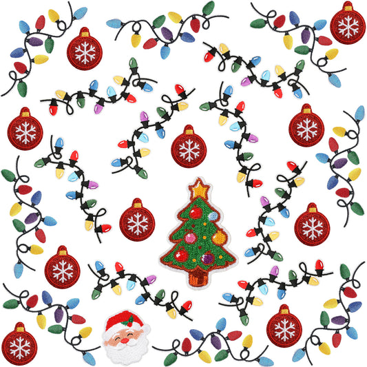 Color light Christmas label Santa patches