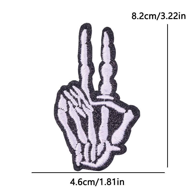 New Bow Glitter Embroidery Cloth Sticker Hot Sale Punk Skull Finger Horseshoe Patch