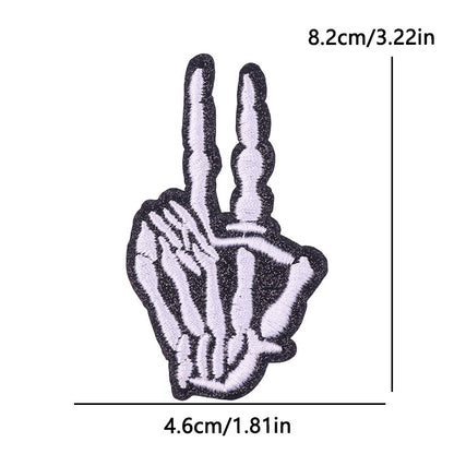 New Bow Glitter Embroidery Cloth Sticker Hot Sale Punk Skull Finger Horseshoe Patch