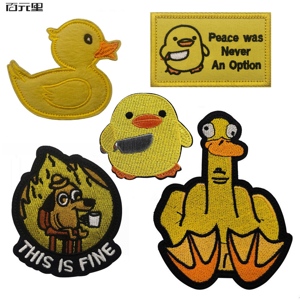Cartoon embroidery little yellow duck plush armband this is fine personality morale chapter Velcro patches