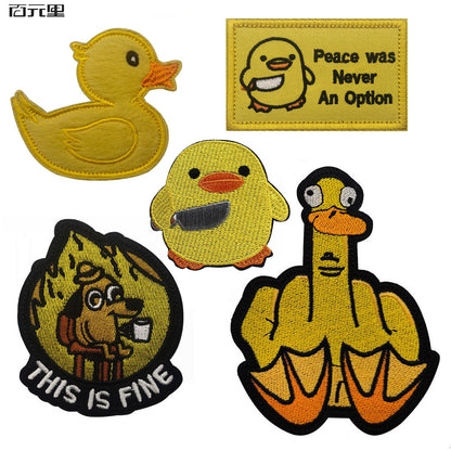 Cartoon embroidery little yellow duck plush armband this is fine personality morale chapter Velcro patches