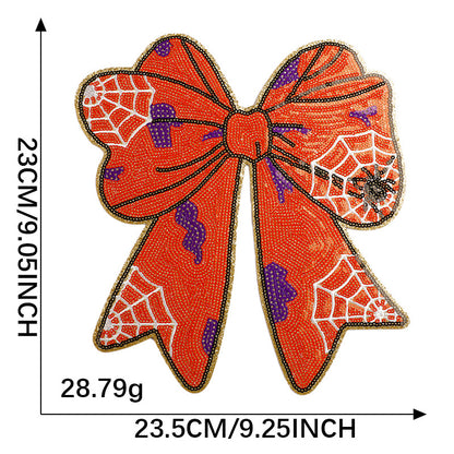 Halloween pumpkin sequins bow patch