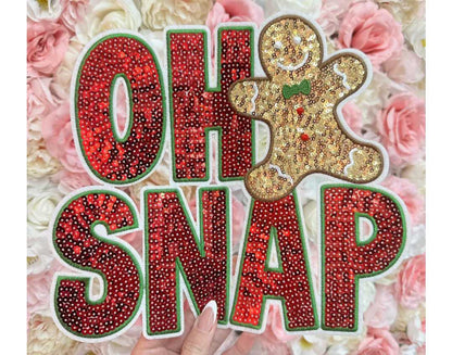 Grinch Christmas santa Large OH SNAP Sequin