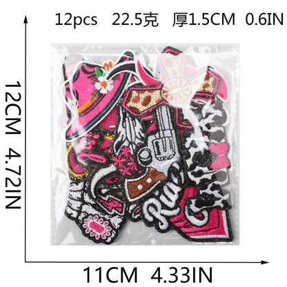 Western Pink Embroidered Patches – Iron-On Patch Set