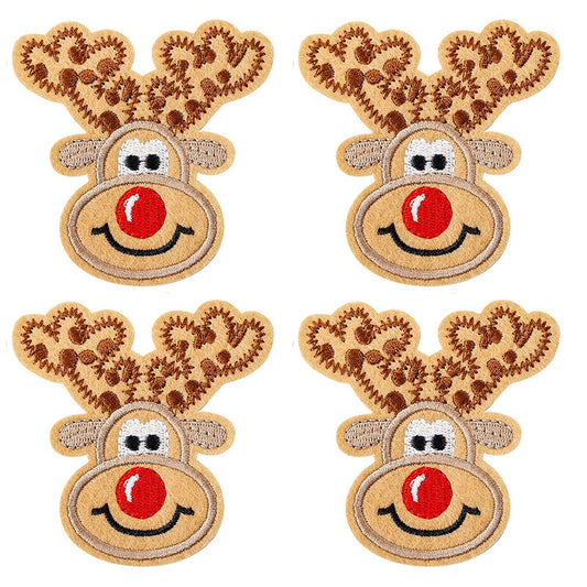 Christmas hat deer iron on patches